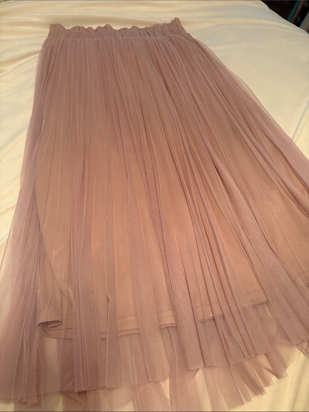 Pleated Tulle Midi Skirt - Dusty Rose